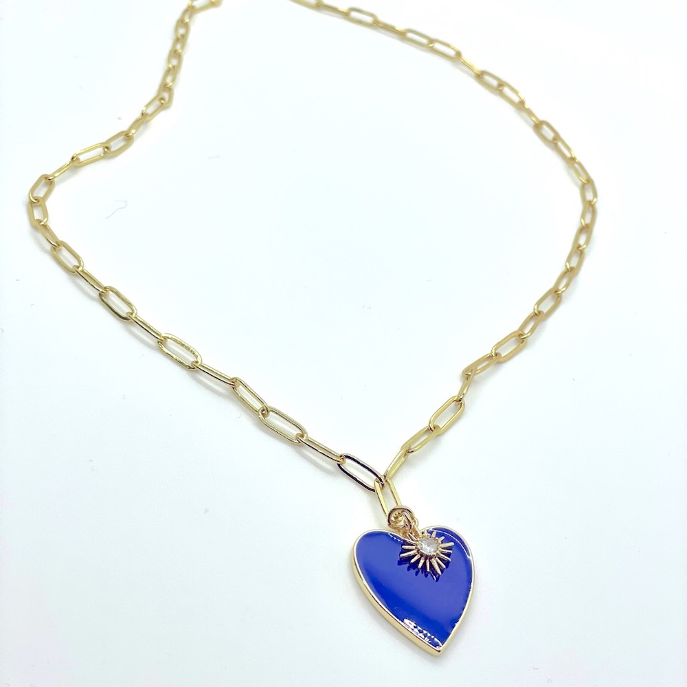 Gold tone paper chain link with charms